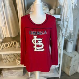 Cardinal’s Women’s long sleeve studded top, team, Baseball, fan fare #3721